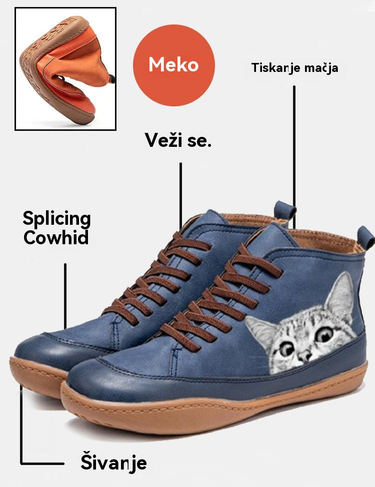 😸【35-43】2025 nove udobne ženske cipele s uzorkom mačaka kratke čizme
