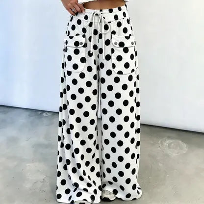 👖🌸【S-3XL】Γυναικείο παντελόνι σε φαρδιά γραμμή με πουά μοτίβο🎨