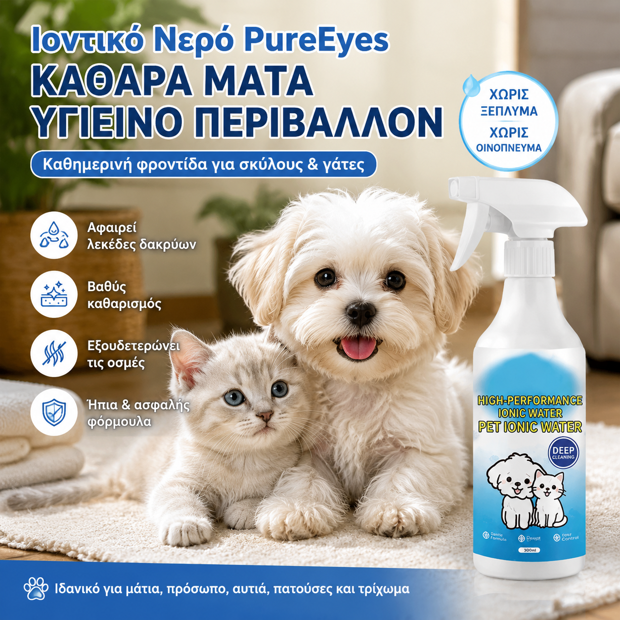 🐶✨Σπρέι ιοντικού νερού για κατοικίδια για λεκέδες από δάκρυα