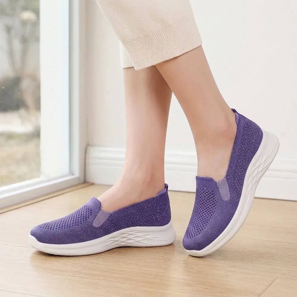 Damskie, wsuwane, oddychające buty do chodzenia – lekkie, z miękką podeszwą – wygodne, ortopedyczne trampki dla seniorów