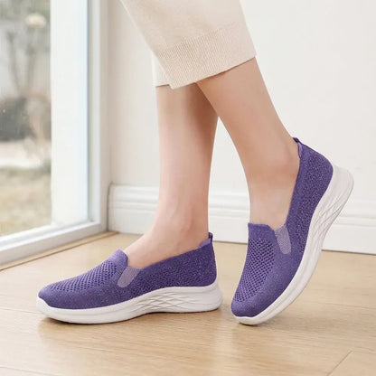 Damskie, wsuwane, oddychające buty do chodzenia – lekkie, z miękką podeszwą – wygodne, ortopedyczne trampki dla seniorów