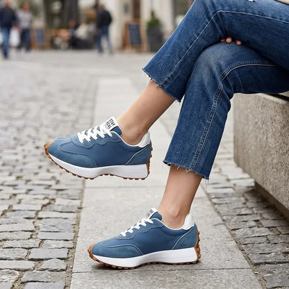 【36-41】Nowe damskie buty sportowe na grubej podeszwie – skórzane, w stylu retro, casualowe