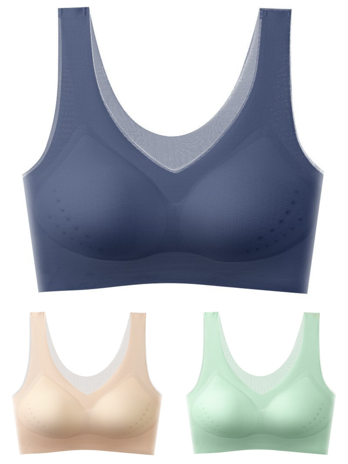 🏆【Cumpărați 2 primiți 1 gratuit】【40-120KG】2025, sutien push-up din mătase de gheață fără cusături
