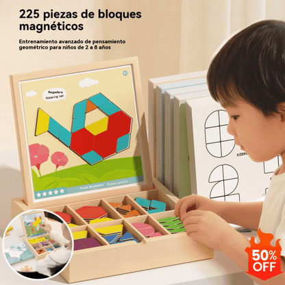 👶🌈🧩【225 piezas】🔥Juguete de rompecabezas Tangram magnético de madera, entrenamiento cerebral y juguete educativo para niños, estimula el pensamiento