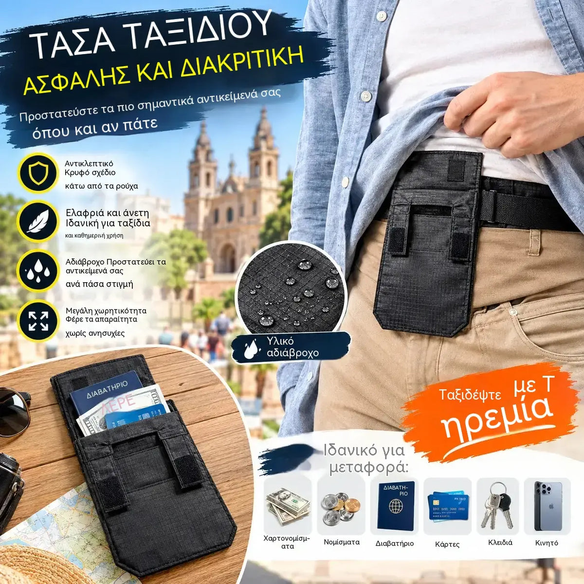 1 τεμάχιο προς 24 ευρώ💳✈️ Κρυφή ζώνη χρημάτων ταξιδιού για διαβατήριο, μετρητά και κάρτες – Φορητή, ασφαλής θήκη μέσης για αεροδρόμια, ταξίδια στην πόλη και εξορμήσεις στη φύση 🌍