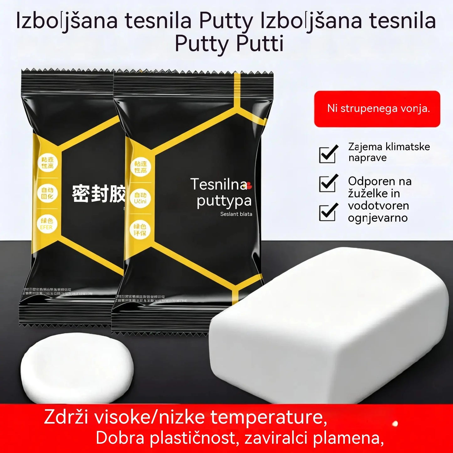 【10 kosov za 23 €】🔧 Beli vodoodporni tesnilni kit – Popravlja luknje, stene in cevi klimatskih naprav 💧🏠