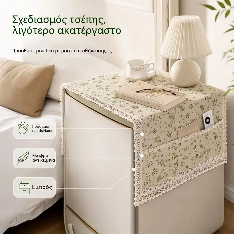 💖 Προσφορά τελευταίας ημέρας! 💖【55 × 120 cm】 ✨ Κάλυμμα ψυγείου από βαμβάκι και λινό (ανθεκτικό στη σκόνη και το λίπος) με θήκες αποθήκευσης
