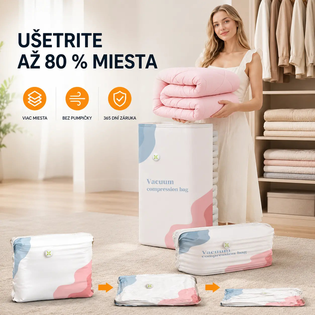 🧳 5 položiek len za 25 € 💨 Veľké stlačiteľné vákuové úložné vrecká: Nie je potrebné žiadne vzduchové čerpadlo, nepriepustné, ideálne na úsporu miesta v kufri a doma ✈️