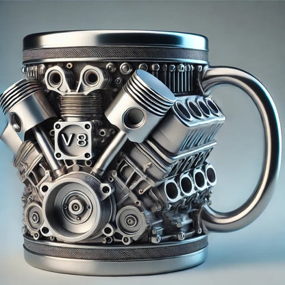 🎁☕【Kupte jeden, druhý dostanete zdarma】Kávový hrnek Creative Engine V6V8 z nerezové oceli