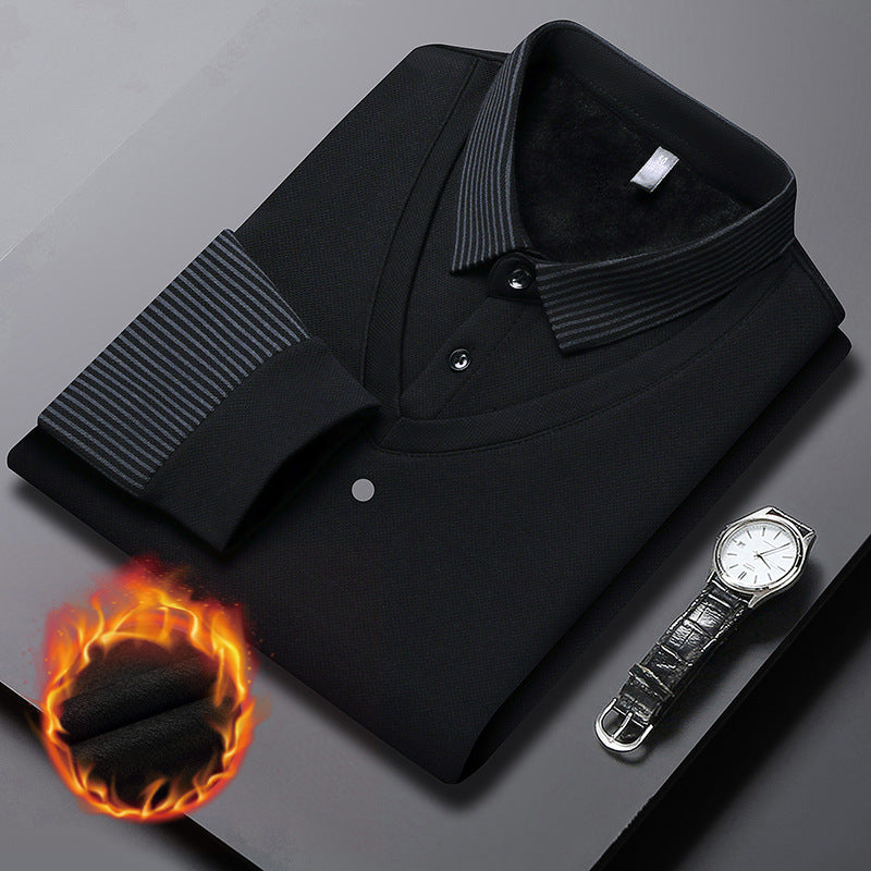 【M-4XL】 👔 Ανδρική μπλούζα πόλο μακρυμάνικη «2 σε 1» · Με επένδυση και μόνωση · Κομψός σχεδιασμός με κλασικό γιακά και ριγέ μανίκια · Ιδανική τόσο για casual όσο και για επαγγελματικές εμφανίσεις!