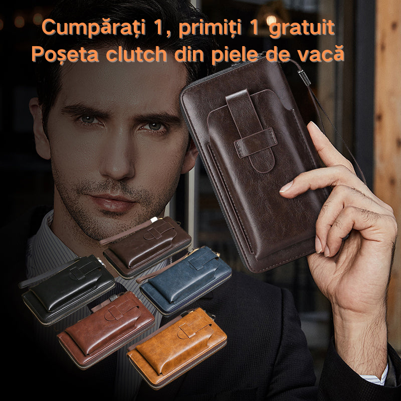 💼【Lucrat manual】Portofel bărbătesc multifuncțional din piele naturală, lucrat manual – Stil nou & elegant