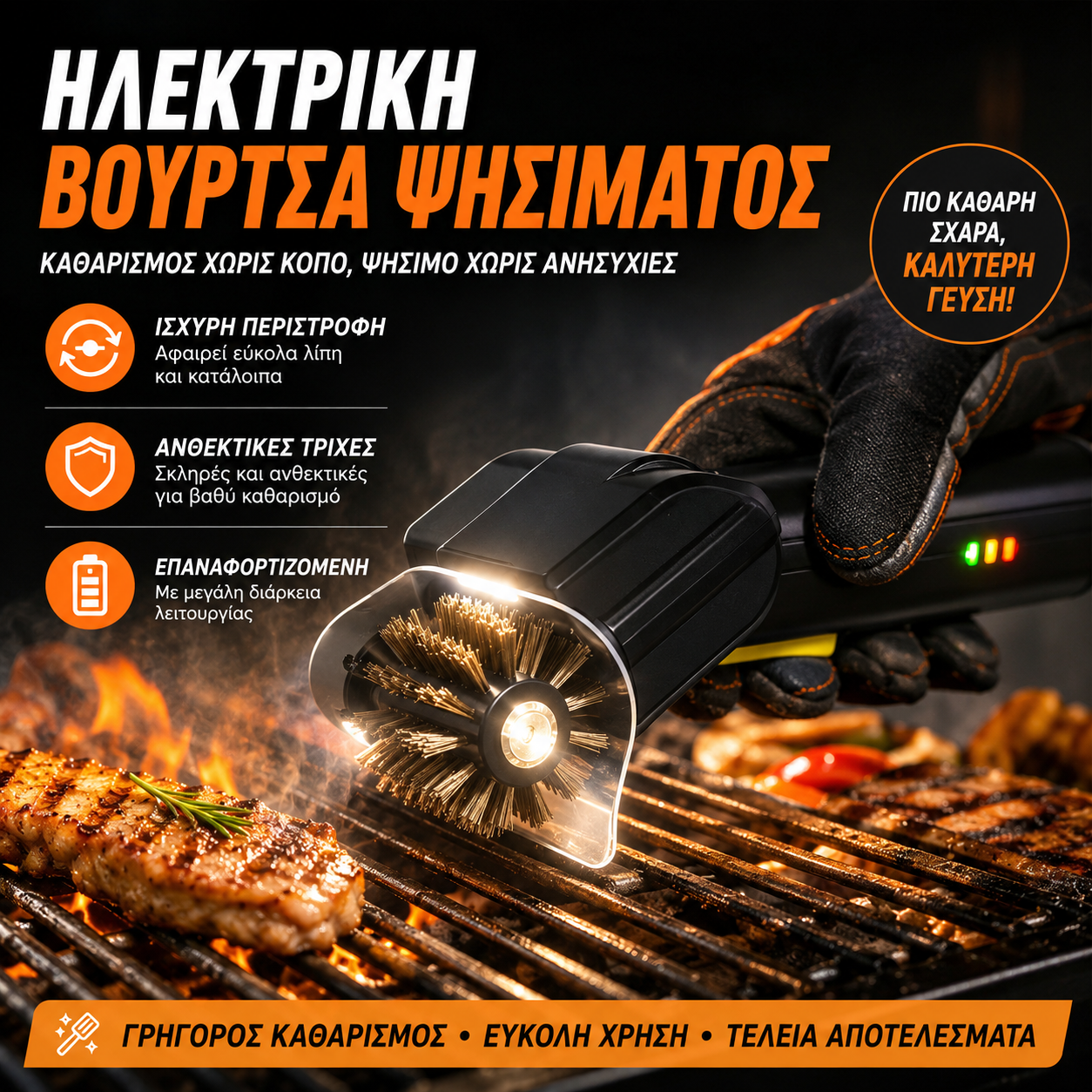 Ασύρματο ηλεκτρικό καθαριστικό ψησταριάς BBQ