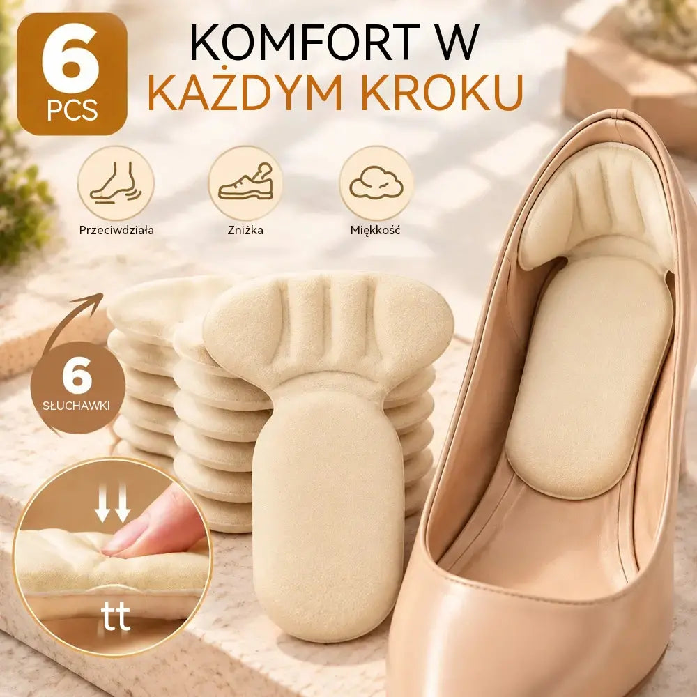 👠 Oferta ograniczona czasowo: Zestaw 6 par ⚡ · Ochronne wkładki na pięty „2 w 1” · Zapobiegają otarciom i zsuwaniu się obuwia · Produkt typu unisex 🌟!
