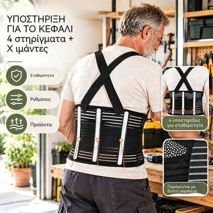 Ζώνη στήριξης της οσφύος για εργασία – ζεστή, αναπνεύσιμη και με ενσωματωμένη ατσάλινη πλάκα, ειδικά σχεδιασμένη για την προστασία του κάτω μέρους της πλάτης· με αντιολισθητική λειτουργία, κατάλληλη για άνδρες και γυναίκες.
