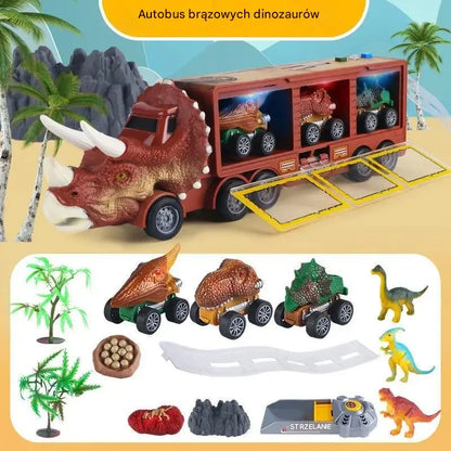 🦖🚛 Interaktywna ciężarówka do transportu dinozaurów: ze światłami, dźwiękami i ruchomymi figurkami – wybierz się na pełną wrażeń prehistoryczną przygodę! ✨🎮