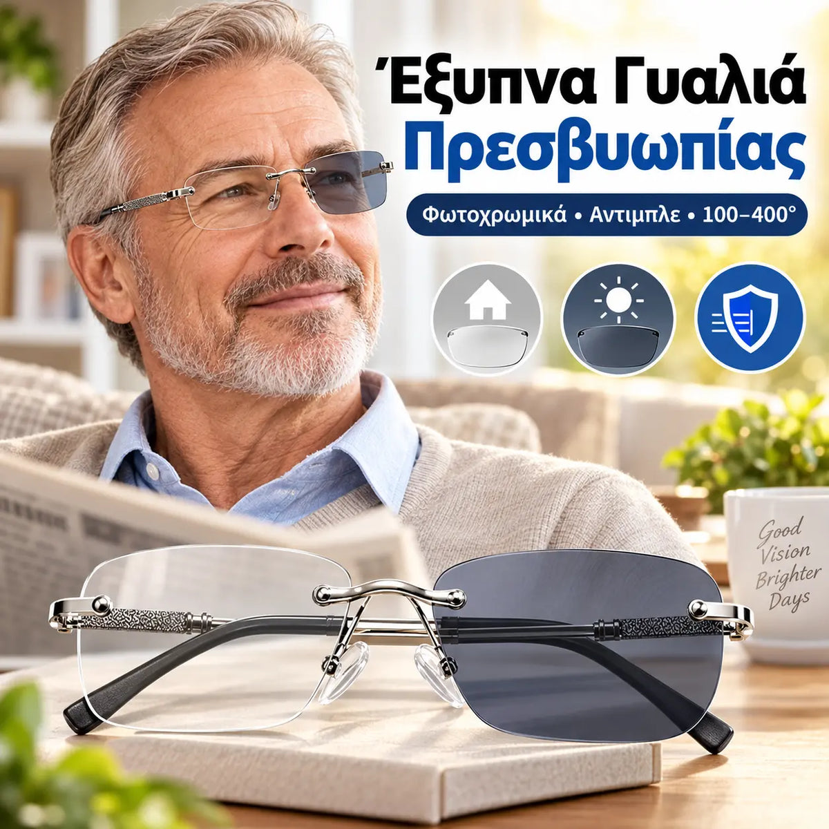 1 τεμάχιο 24 ευρώ👓 Αυτά τα έξυπνα γυαλιά ανάγνωσης με ζουμ έχουν σχεδιαστεί ειδικά για μεσήλικες και ηλικιωμένους, με λειτουργίες ζουμ, πολλαπλής εστίασης, ανίχνευσης φωτός, φωτοχρωμικής και αποκλεισμού μπλε φωτός.