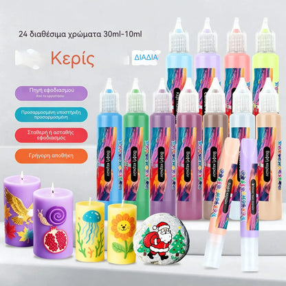 🎨【24 χρώματα ανά κουτί】Μόνο 33 ευρώ🥳💞Μαρκαδόροι κεριού γκράφιτι 24 χρωμάτων!