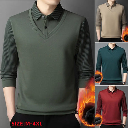 👔【M-4XL】Męski dwuczęściowy sweter ze sztucznej szenili z aksamitem i pogrubieniem zapewniającym ciepło