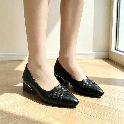 【35-40】👠Kobiece buty w stylu retro z noskiem w szpic – niewidoczny koturn – lekkie buty biurowe w stylu francuskim