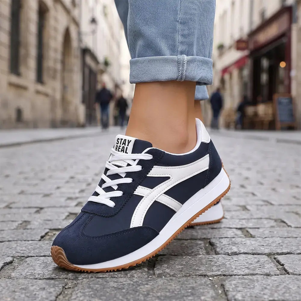 【36-42】Damskie buty sportowe w stylu retro – wielokolorowe, niskie, z okrągłym noskiem, na sznurówki, w dużych rozmiarach