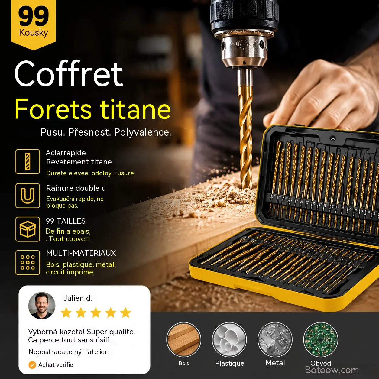 🏭⚒️ Vrták s titanovým povlakem, odolné vrtání do dřeva, kovu, plastu, profesionální kutilství ✨