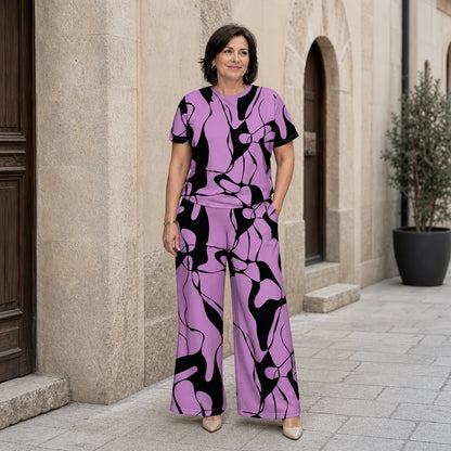 🛍️ Κομψό και Casual! Καλοκαιρινό σετ σε μεγάλα μεγέθη με μοντέρνο γεωμετρικό σχέδιο | S-5XL