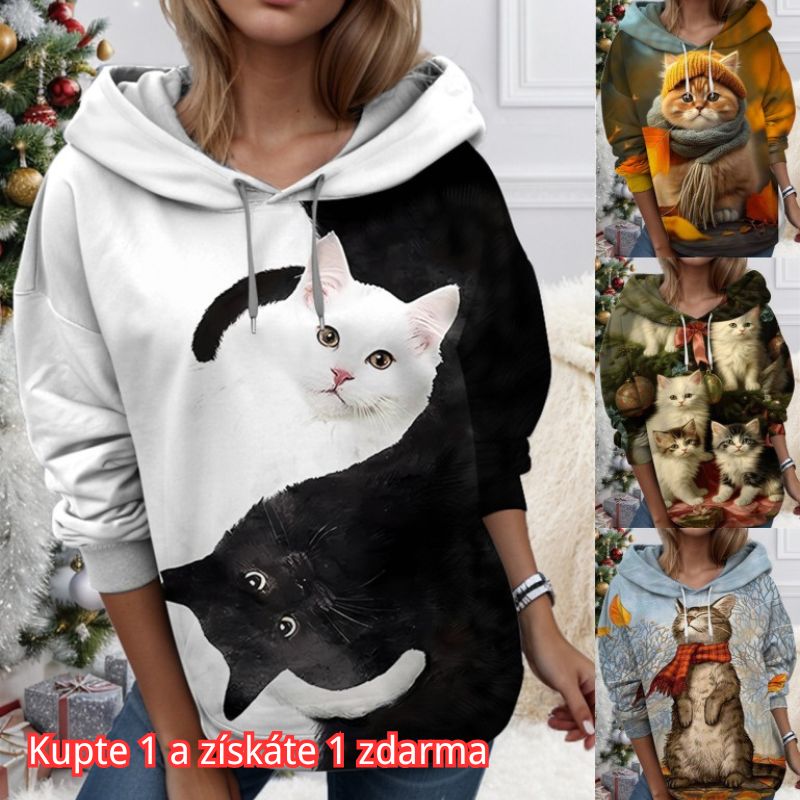 【Купете един и вземете един безплатно】【S-3XL】🐱 Дамски суичър с 3D отпечатано котка и животно