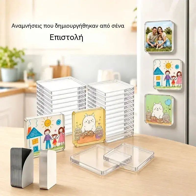 🧲✨ Σετ DIY με διαφανείς μαγνήτες ψυγείου | Δημιουργήστε τις δικές σας αναμνήσεις