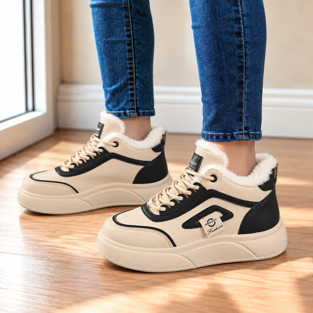 【35-40】Damskie buty zimowe na wysokiej cholewce – ocieplane, z grubą podeszwą, ciepłe, uniwersalne, sportowe