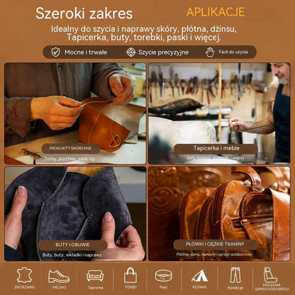 🔥【2 zestawy za 79 zł.】🧵👞 Zestaw 5 w 1 z wymiennymi igłami do szycia – Profesjonalny zestaw do naprawy obuwia i rękodzieła skórzanego 🛠️✨