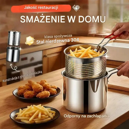 【Zestaw dwuczęściowy: garnek + sitko】 129 zł ， Wielofunkcyjna frytkownica ze stali nierdzewnej 304 ，Ostatni dzień specjalnej promocji, oszczędź 49%!