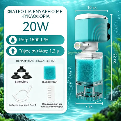 1 τεμάχιο 32 ευρώ 🐠💧 Εσωτερικό φίλτρο ενυδρείου 3 σε 1 | Αναρρόφηση αποβλήτων, αντλία νερού, οξυγόνωση και κυκλοφορία