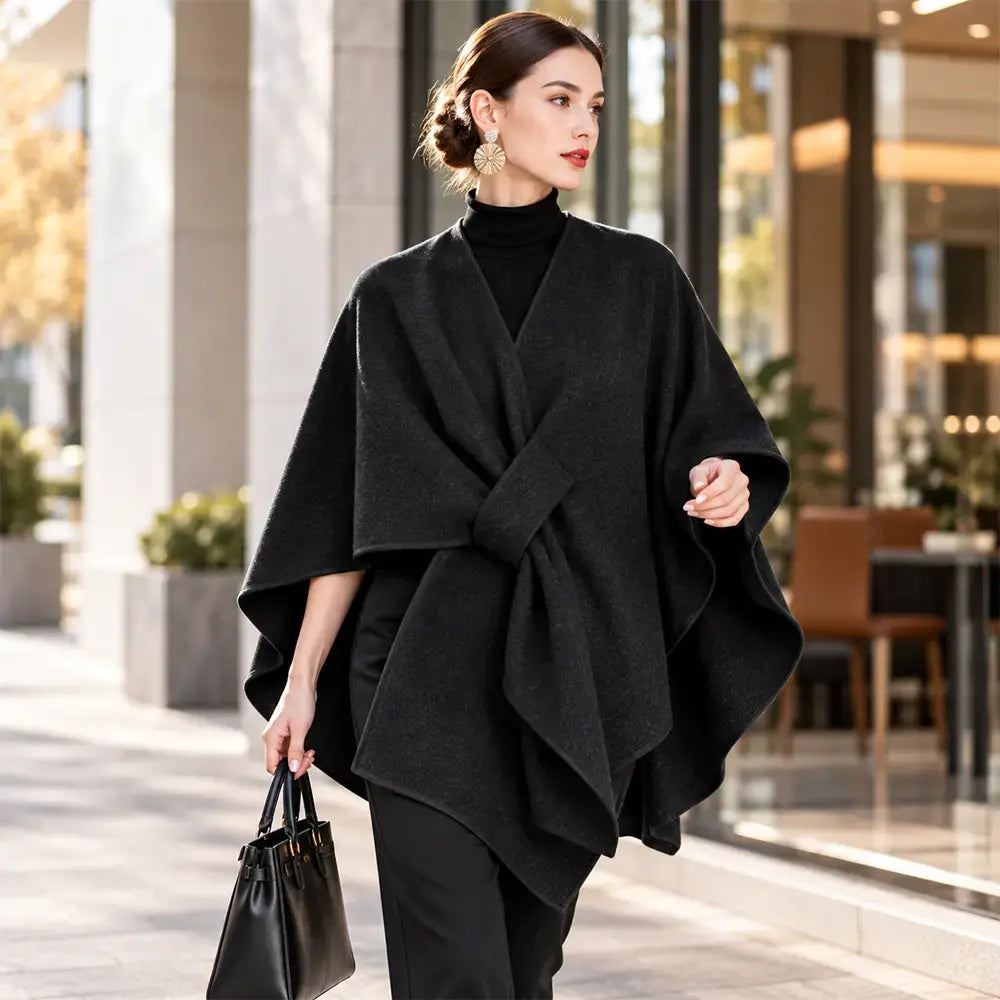 🧥 Πολυλειτουργικό υφαντό σάλι σε στιλ κάπας για το φθινόπωρο και τον χειμώνα! Κομψός σχεδιασμός σε στρώσεις, ευέλικτο στυλ, ζεστό και άνετο!