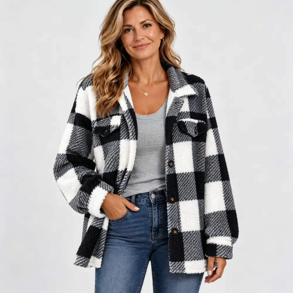 ✨【S-5XL / 6 kolorów】Jesienno-zimowa kurtka typu sherpa zapinana na guziki, z kieszeniami