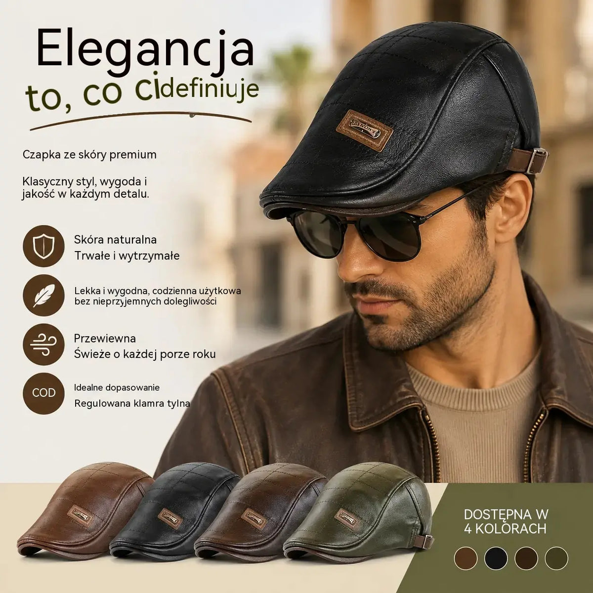 🧢🔥 Beret z naturalnej skóry w stylu vintage – najwyższa jakość i ponadczasowy design ✨