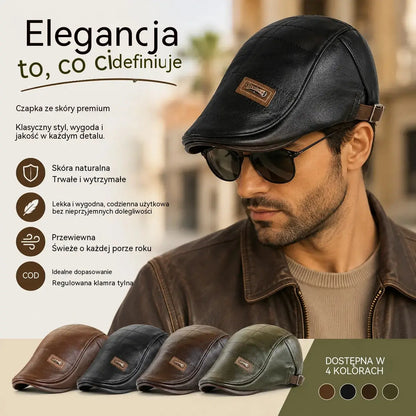 🧢🔥 Beret z naturalnej skóry w stylu vintage – najwyższa jakość i ponadczasowy design ✨