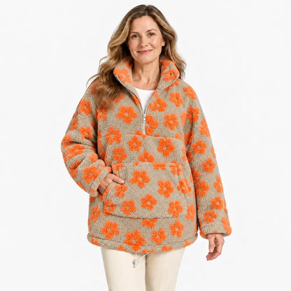 ✨【S-2XL/6 kolorów】Bluza z polaru z kwiatowym wzorem, stylowa i ciepła