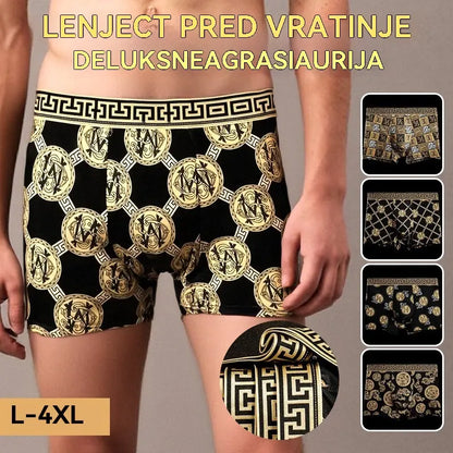 🚹✅💥【40–140 kg】Dihajoče spodnje perilo iz ledeniškega svile za moške, udobno brezšivno spodnje perilo, večje velikosti, moderen potisk