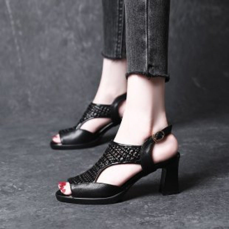 🔥30% ZNIŻKI🔥【Rozmiary 35-40】👡2026 Nowe letnie sandały, sandały na grubym obcasie z odkrytymi palcami (wysokość obcasa 5/7 cm)