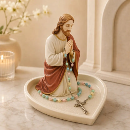 ✝️ Świetna oferta: 50% zniżki – ceramiczna taca z wizerunkiem Matki Boskiej „Graceful Faith” do przechowywania różańców lub pamiątek.