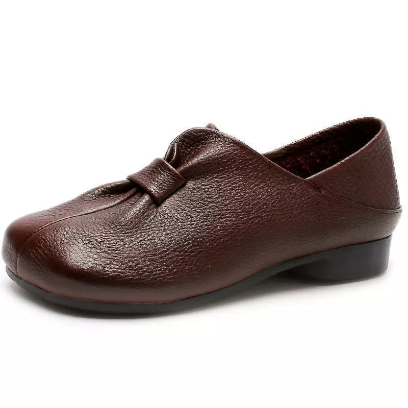 👡【35-42】2025 nuevas babuchas de suela blanda con lazo, piel de vaca de alta calidad, sencillas y exquisitas