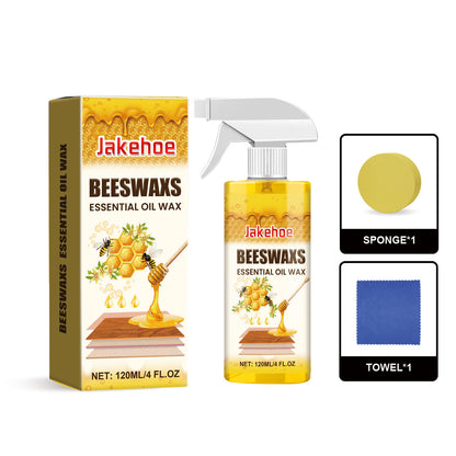 Σπρέι γυαλίσματος ξύλου με κερί μέλισσας 120ML (περιλαμβάνει σφουγγάρι + πετσέτα) για τη φροντίδα των επίπλων, την πρόληψη του σκασίματος και την προστασία του χρώματος.