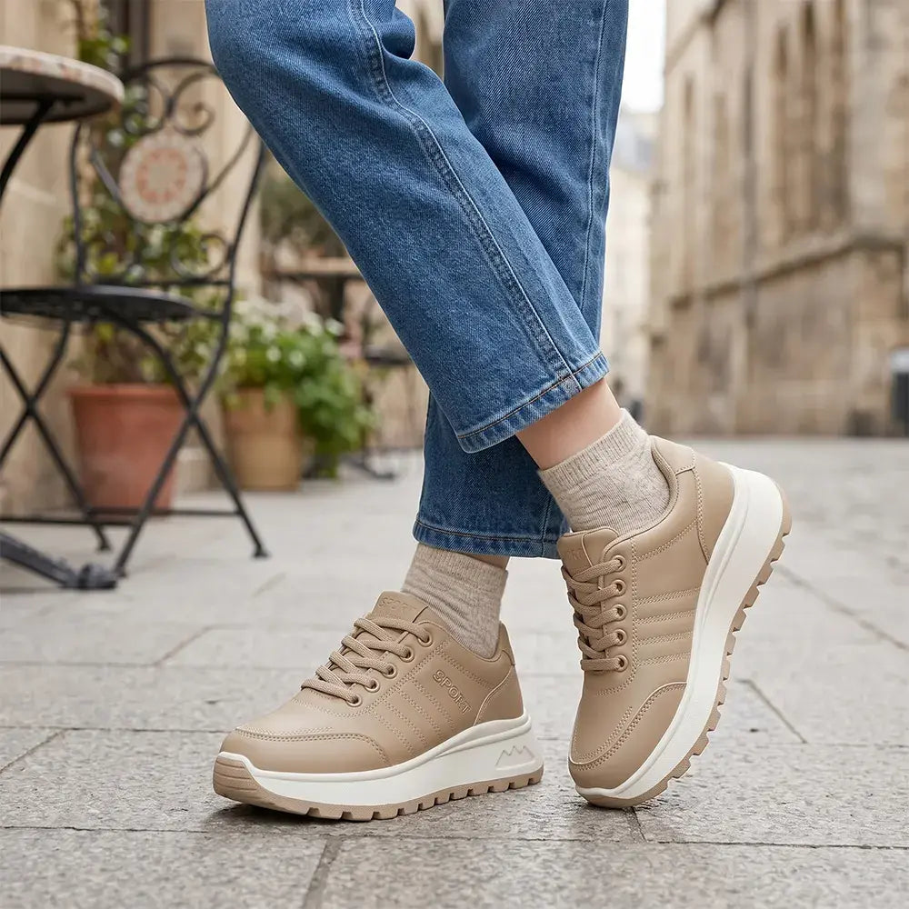 【35-40】Nowe damskie buty do biegania w stylu retro – z grubą podeszwą, na sznurówki, idealne na jesień i zimę