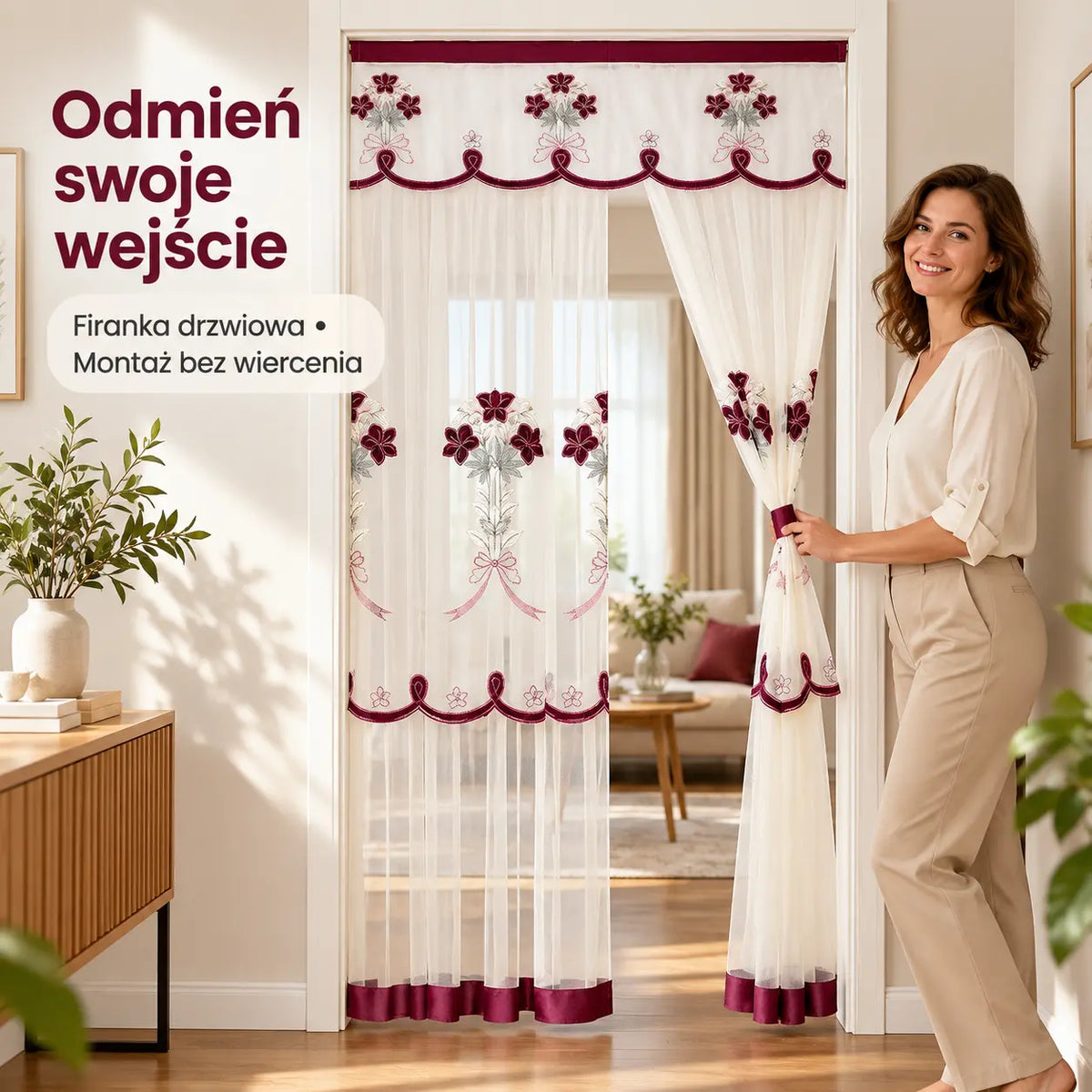 1 sztuka 119 zł💥🎀【Oferta specjalna ograniczona czasowo】Wykwintna siatkowa zasłona do drzwi do sypialni