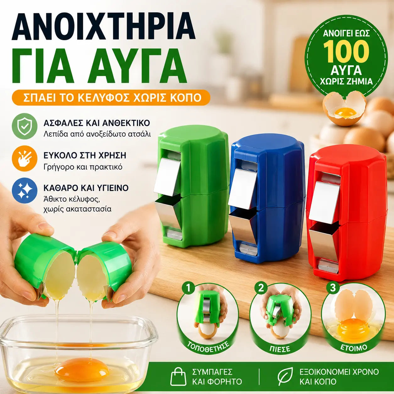 【Αγοράστε 3 και πάρτε 3 δωρεάν】🍳 Γρήγορο Χτυπητήρι Αυγών: Συνθλίψτε εκατοντάδες αυγά πιο γρήγορα και καθαρά 🔥