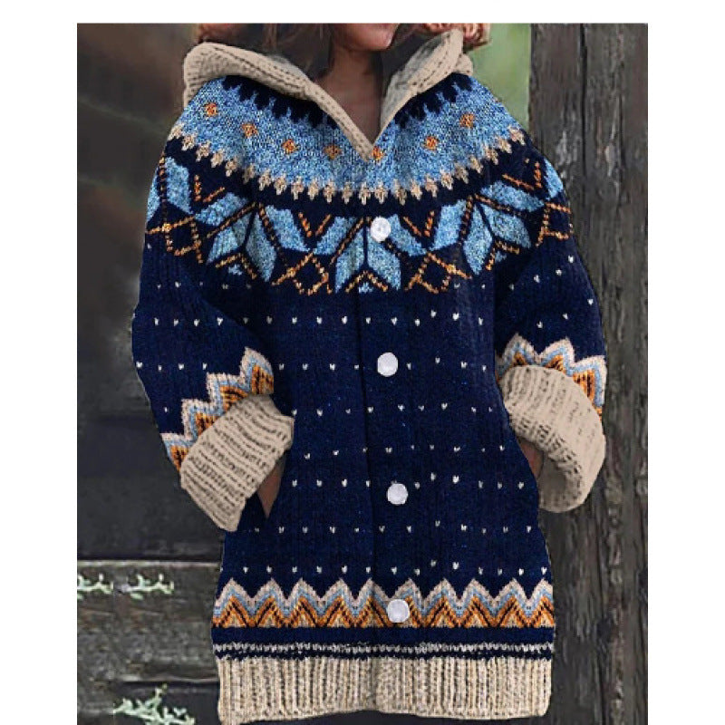 🔥【Božićna posebna edicija】🔥【S~5XL】✨2025 jesen/zima nova elegancija: topla ženska jakna s kapuljačom u boji, retro stil i pleteni detalji