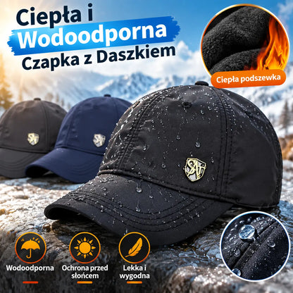 🧢⛄Męska ciepła czapka jesienno-zimowa, czapka z daszkiem z podszewką z polaru i osłoną przeciwsłoneczną