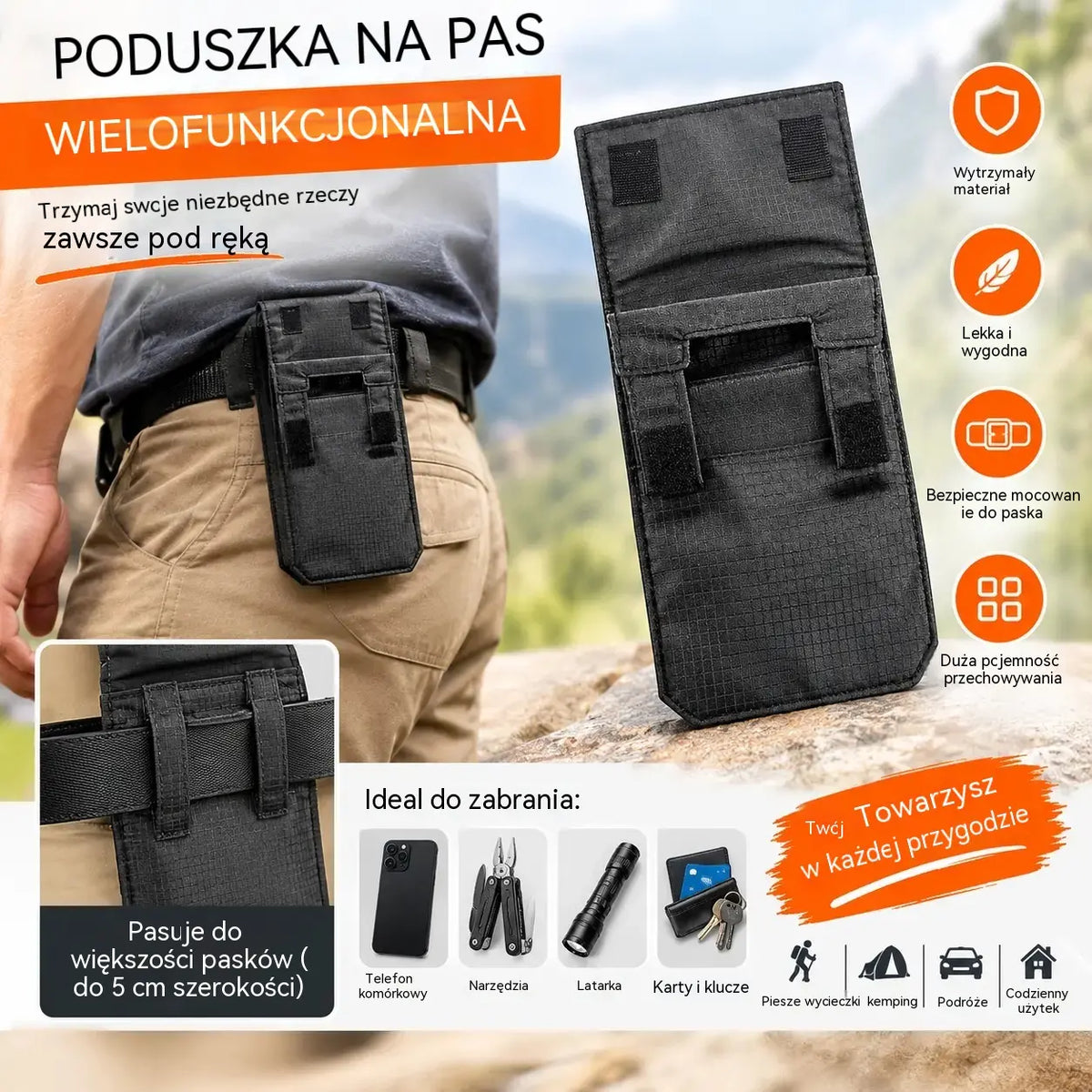 💳✈️ Dyskretny pas biodrowy na paszport, gotówkę i karty – Poręczna i bezpieczna saszetka na lotniska, wycieczki miejskie oraz wyprawy w teren 🌍
