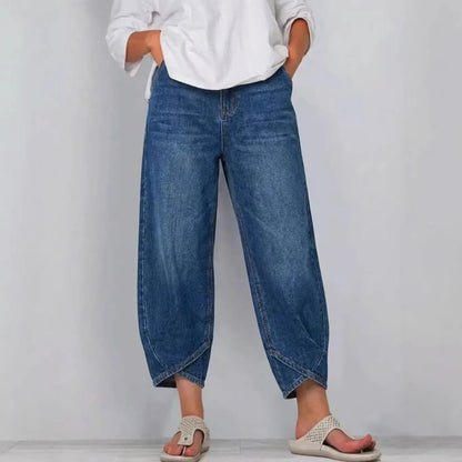 ένα για 32 ευρώ👖【Βελτιωμένο τζιν, απαλό και αναπνεύσιμο】μοντέρνο άνετο τζιν με φαρδιά γραμμή