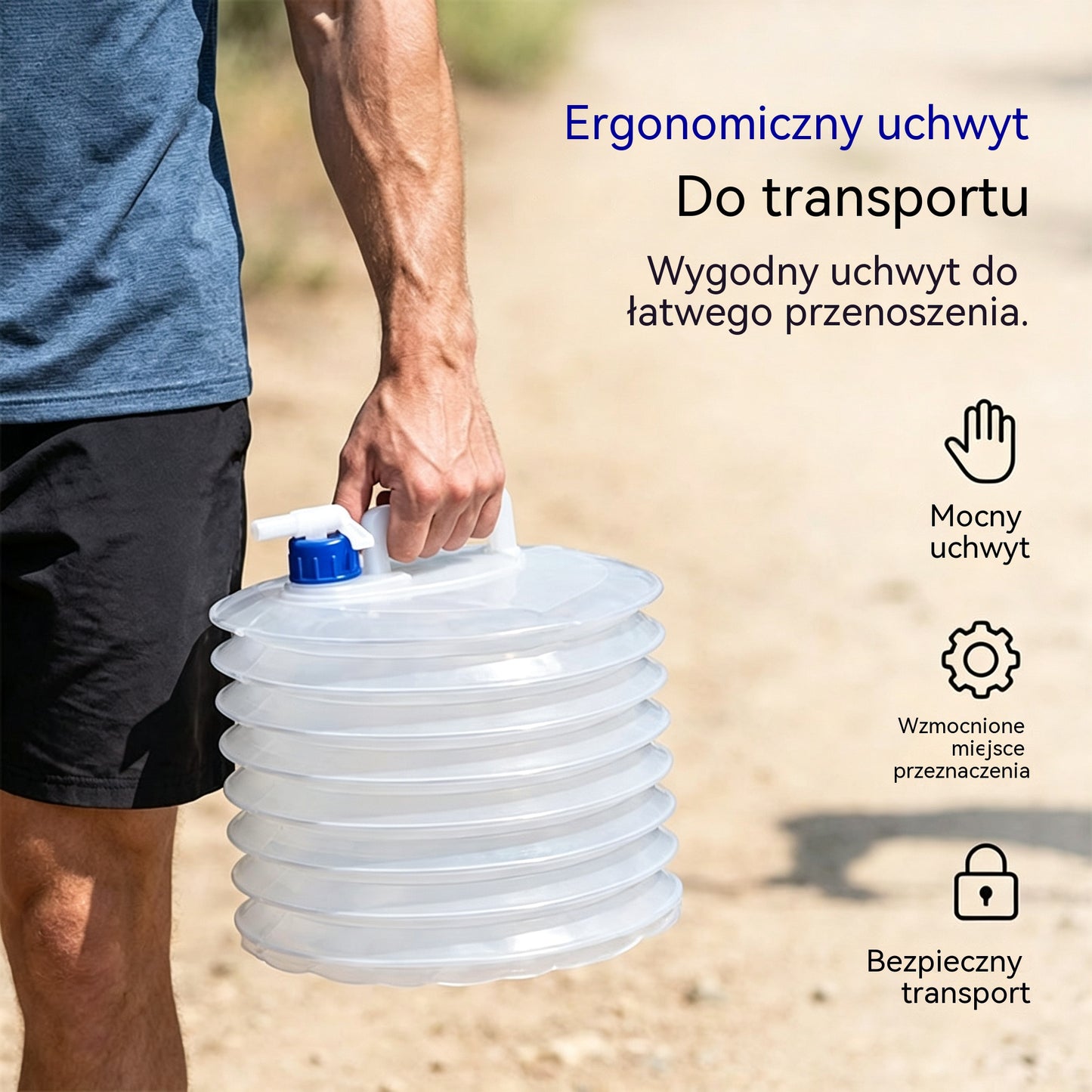 💧🚰 Składany pojemnik na wodę z kranem – pojemność 5 litrów, kompaktowy i praktyczny, idealny na kemping 🏕️✨
